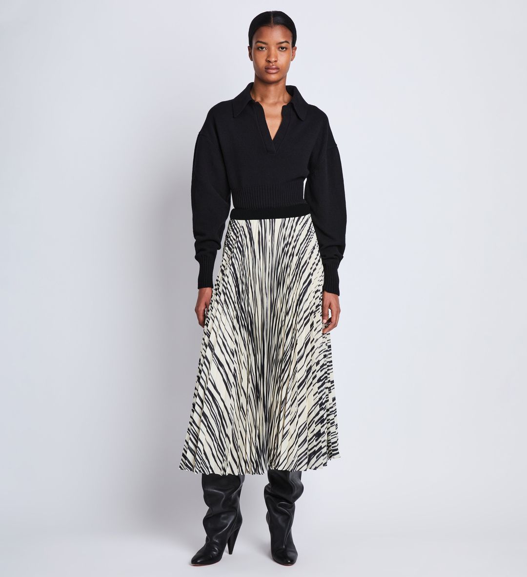 Korine Skirt in Printed Sheer Pleated Chiffon