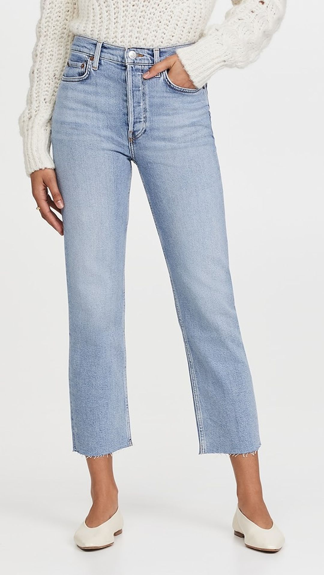 Re/Done Black High-Rise Stovepipe 70s Comfort Stretch Raw Hem 27