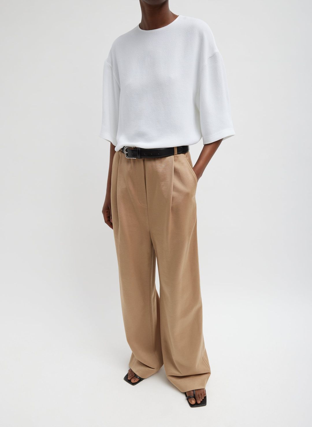 Silk Terry Pleated Pull On Pant