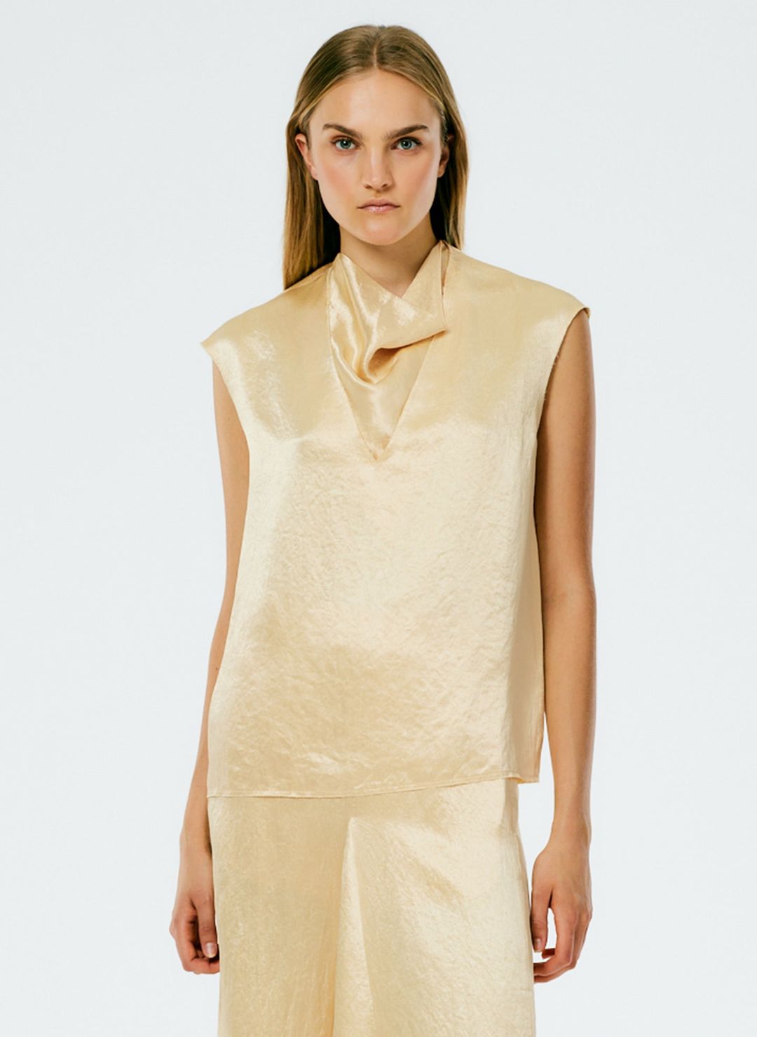 Sion Satin V-Neck Scarf Top #4