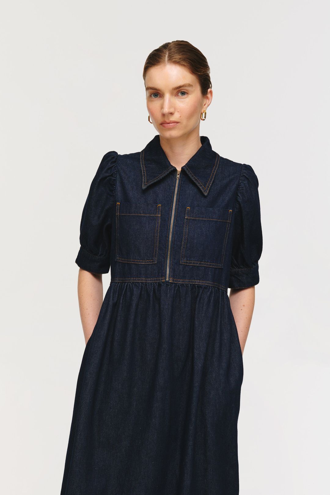 Gabriella Short Sleeve Zip Midi Dress