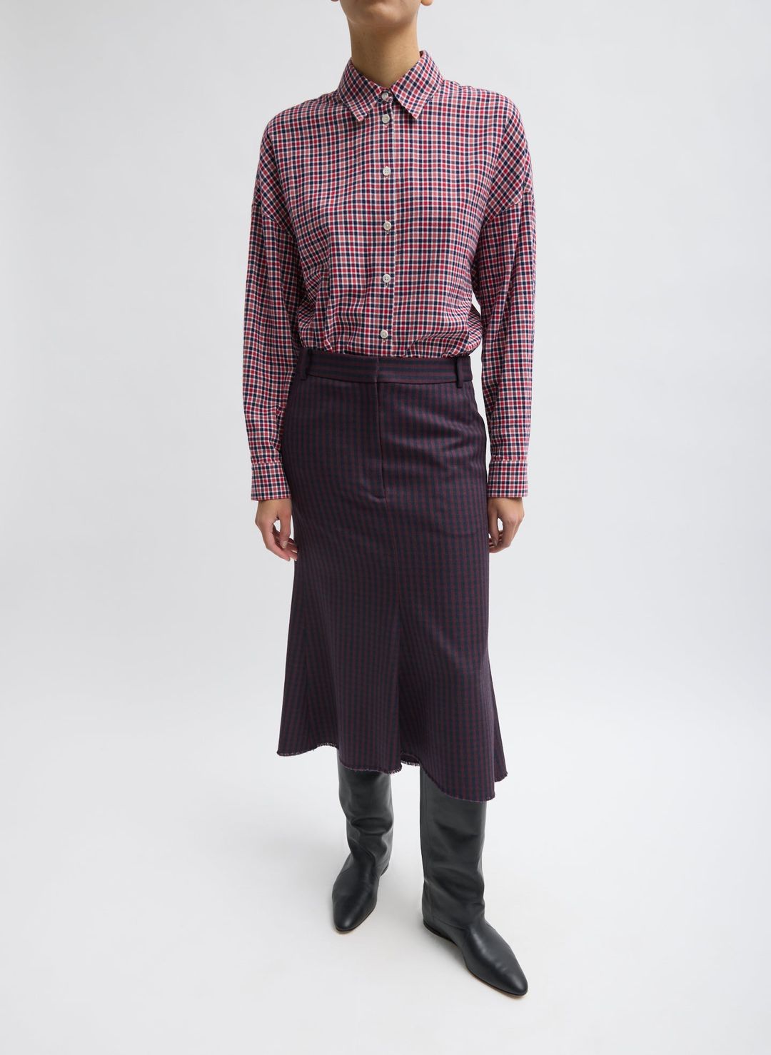 Jules Wool Gingham Sculpted Silke Skirt