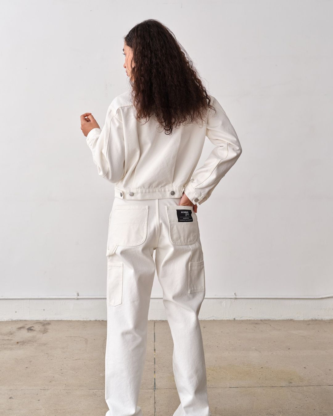 Washed Canvas Work-Wear Jacket in White #3