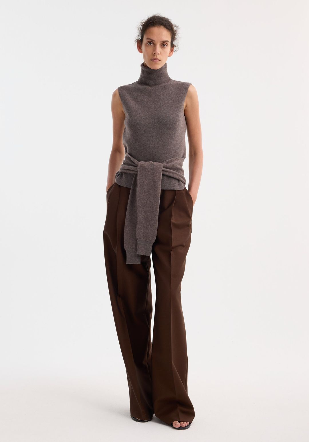 Double-layered knit top | mud melange #3