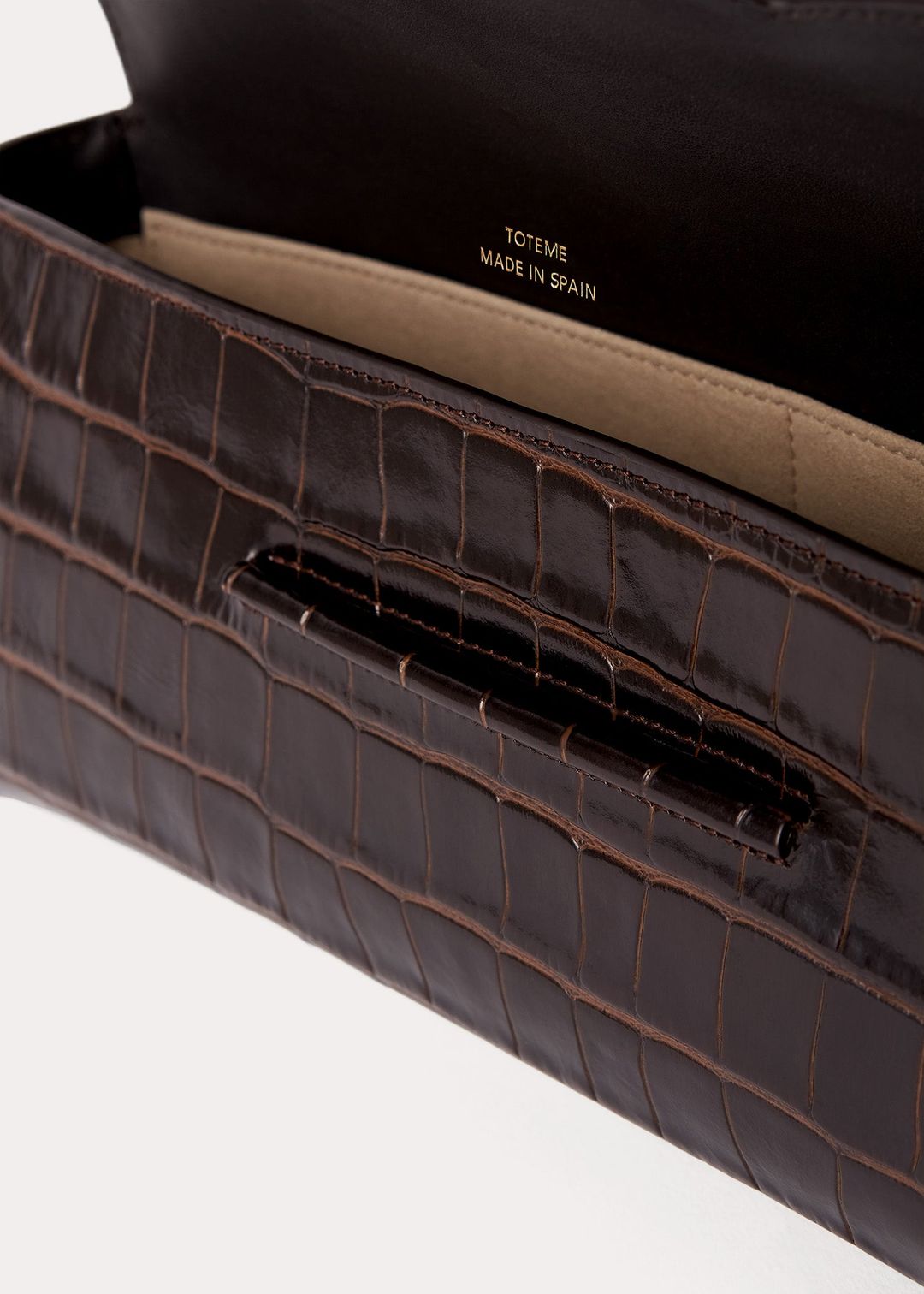 Soft T-Clutch dark brown croco #7