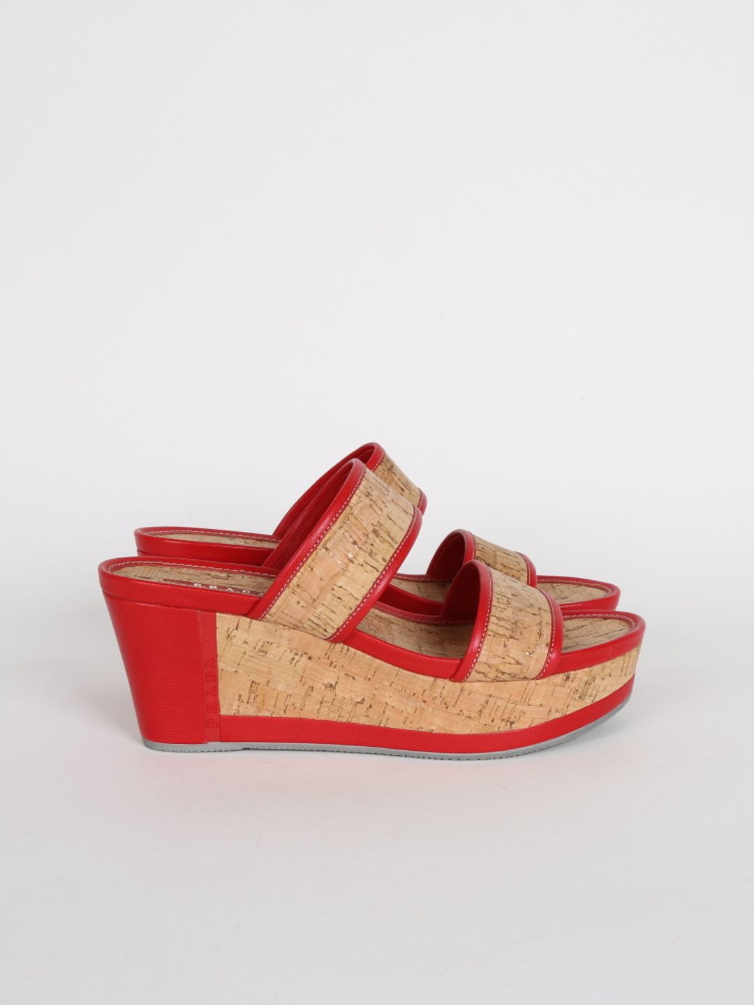 Red Leather Cork Platforms Sandals #2