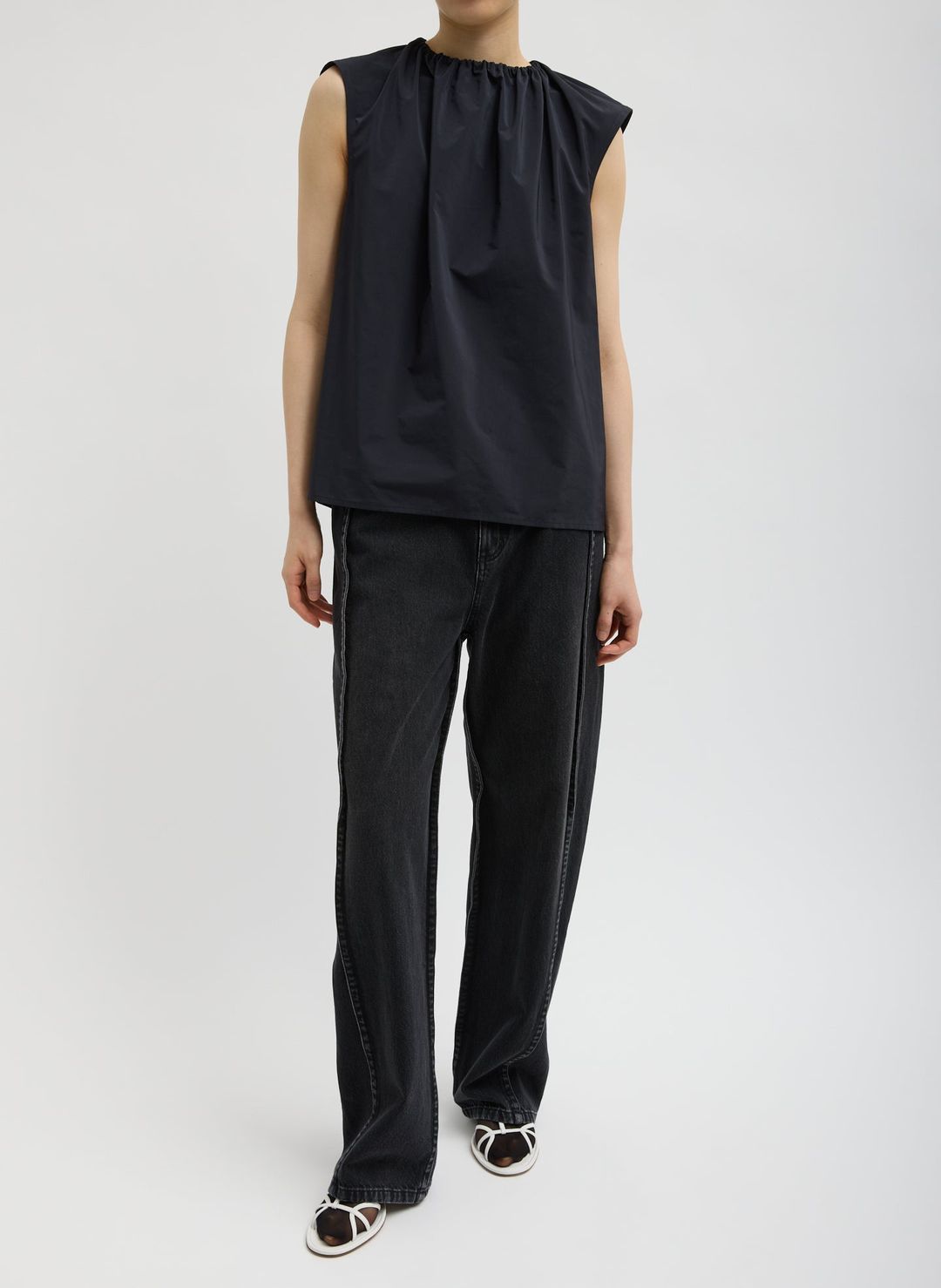 Nylon Shirred Neck Top #4