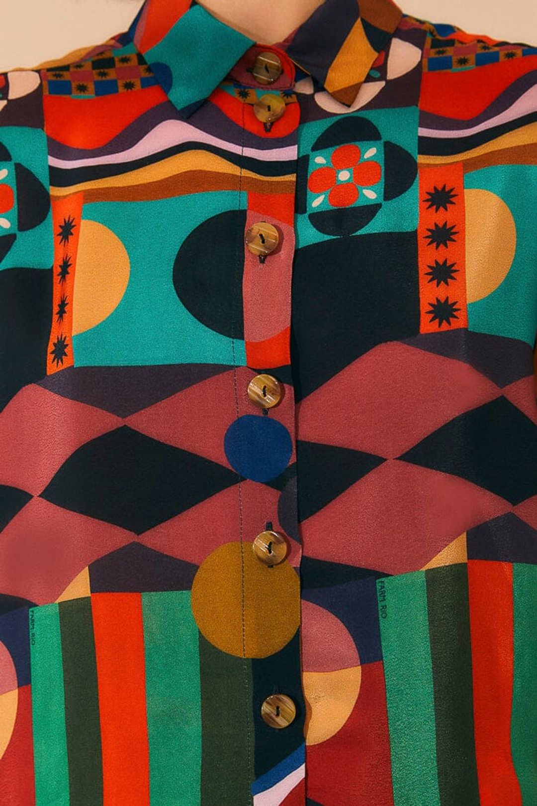 Multicolor Tropical Shapes Long Sleeve Shirt #5