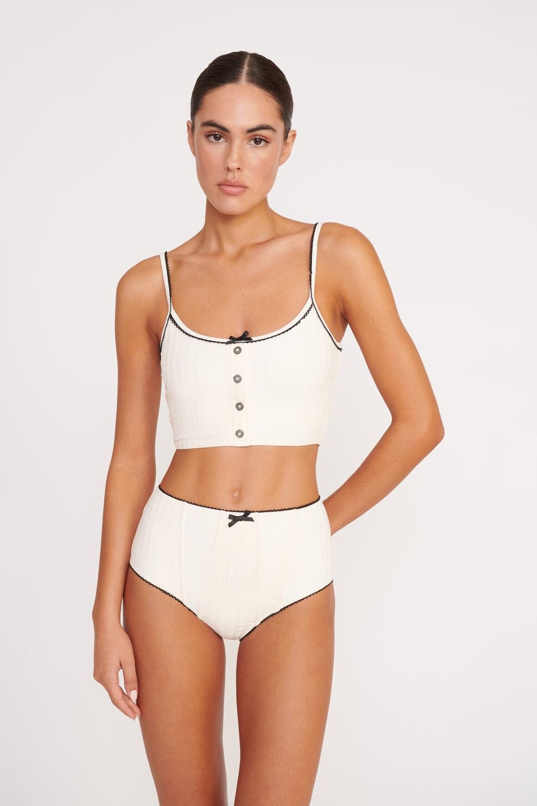 ABBY SWIM TOP | IVORY BLACK #3