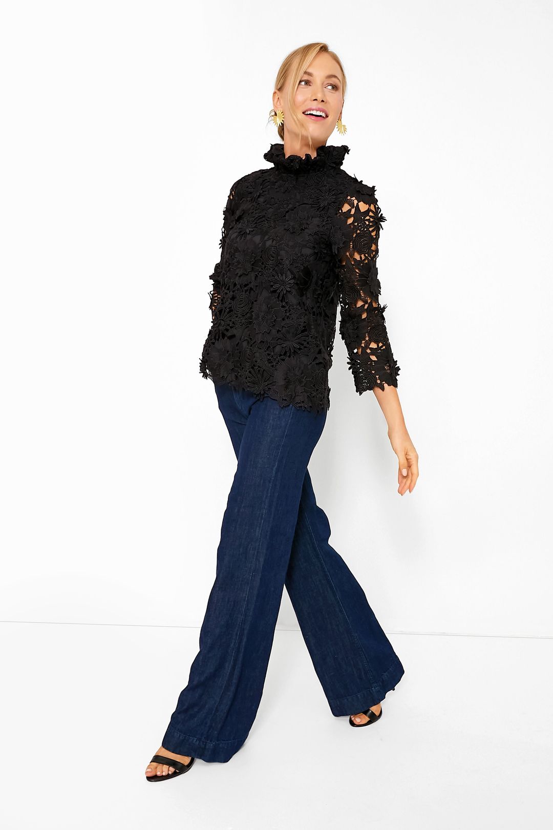 Black Guipure Lace Faye Blouse #6