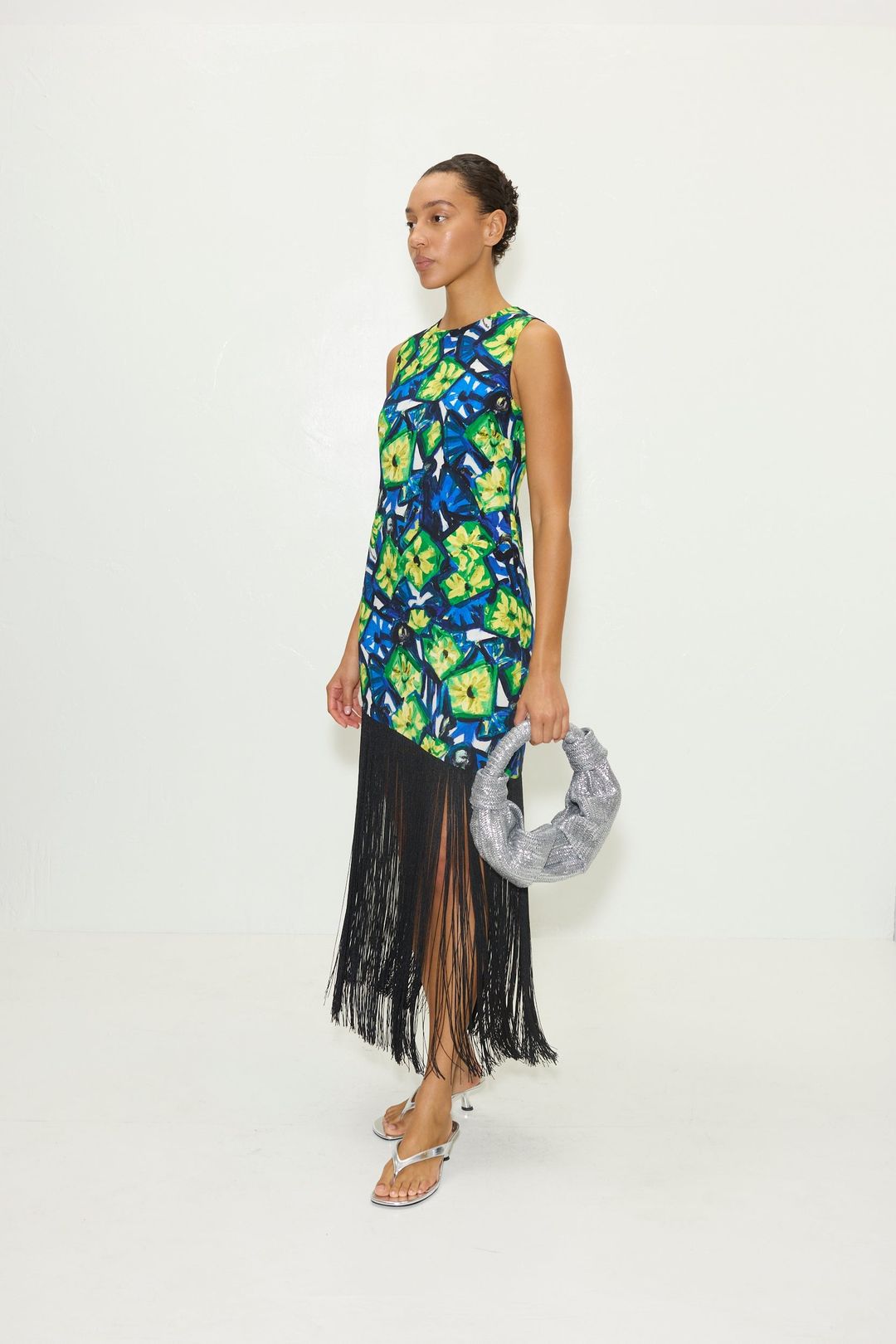 Casablanca Fringe Dress in Small Abstract Floral #3