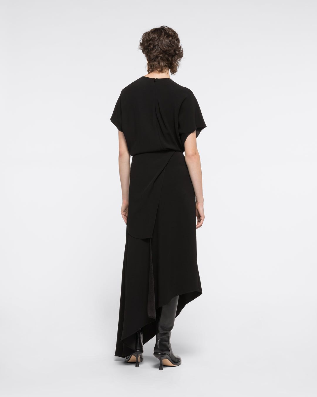 DRAPED ASYMMETRIC DRESS - BLACK