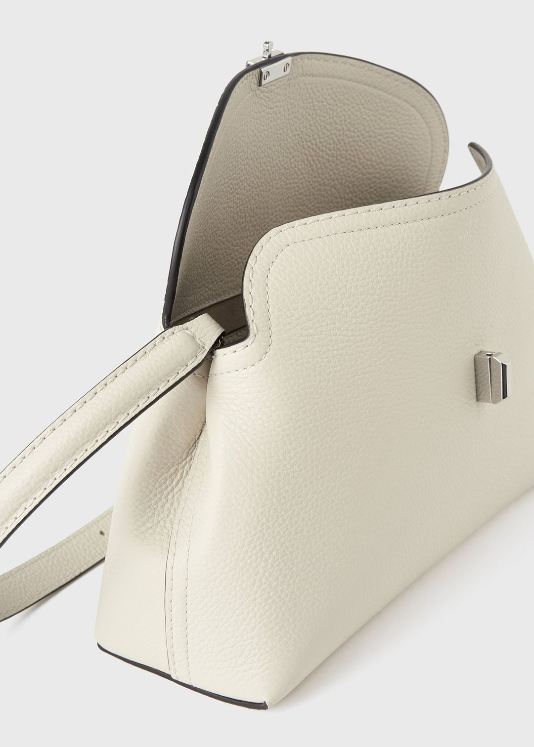 T-Lock grained-leather clutch milk #6