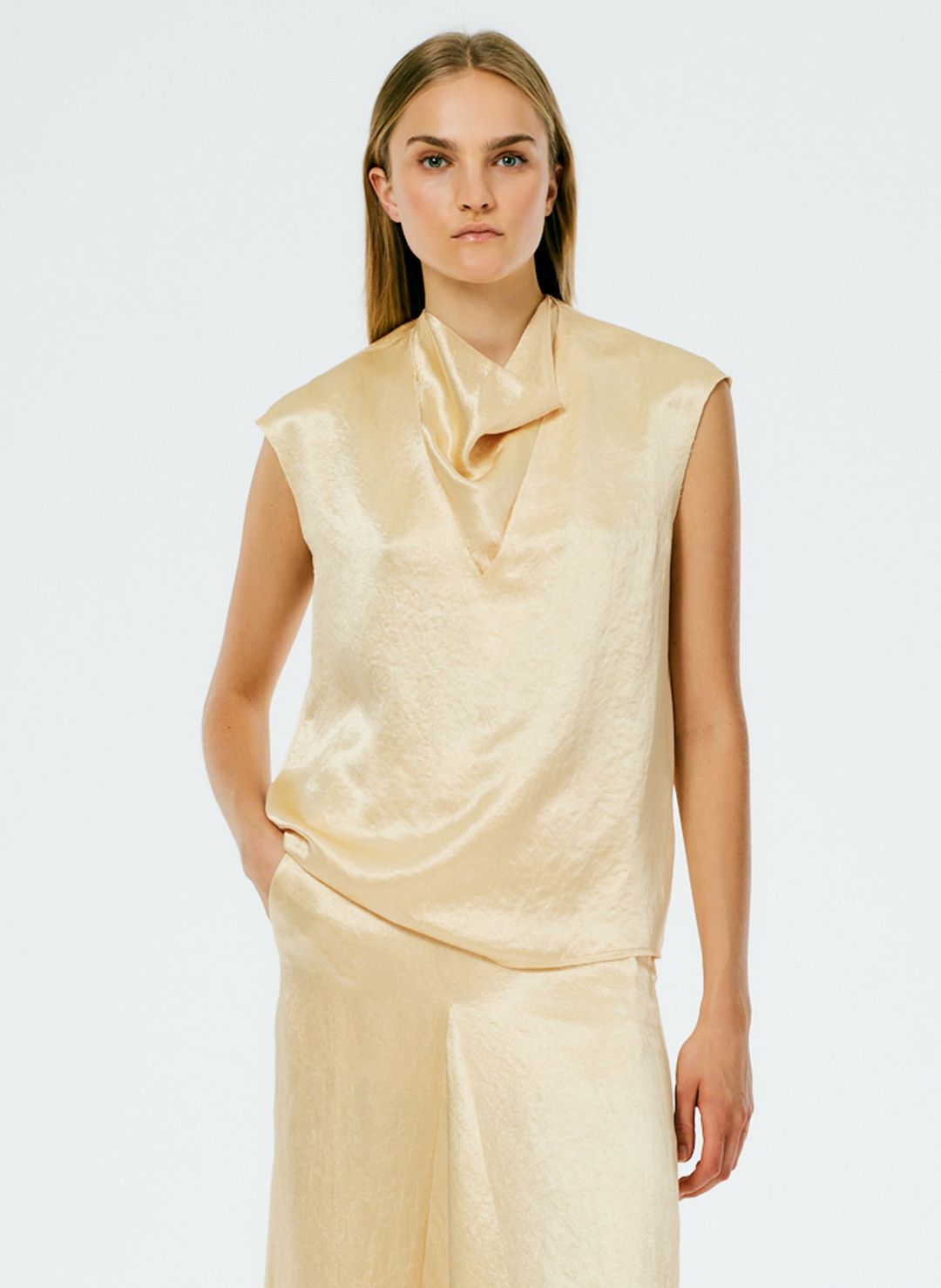 Sion Satin V-Neck Scarf Top #3