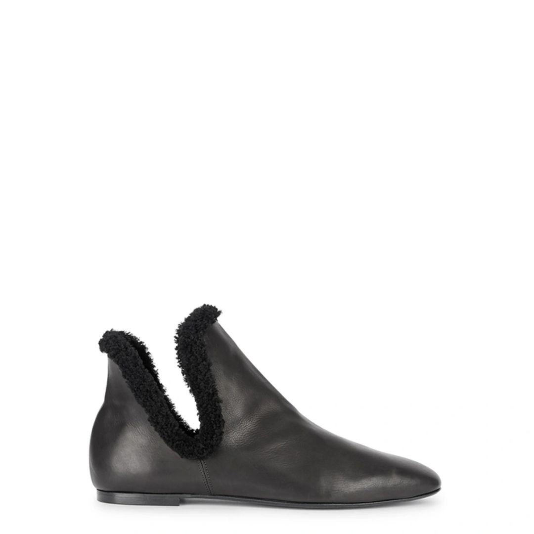 Eros Shearling-trimmed Leather Ankle Boots In Black #13