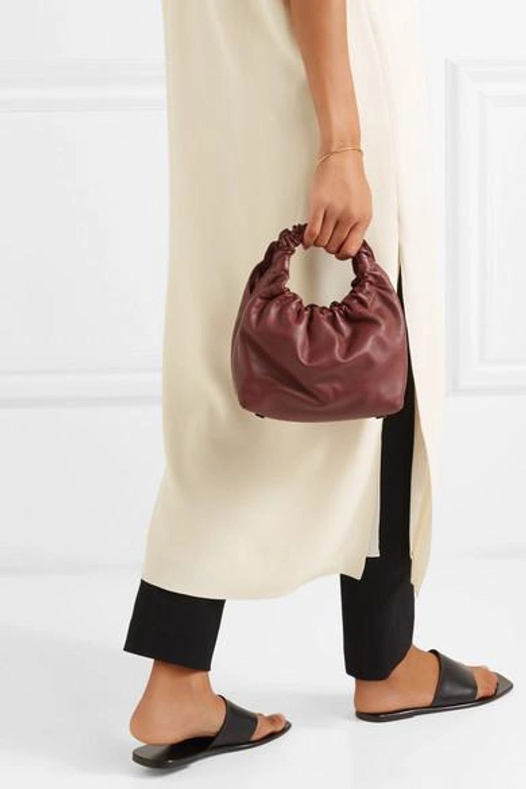 Double Circle Small Leather Tote In Burgundy #2