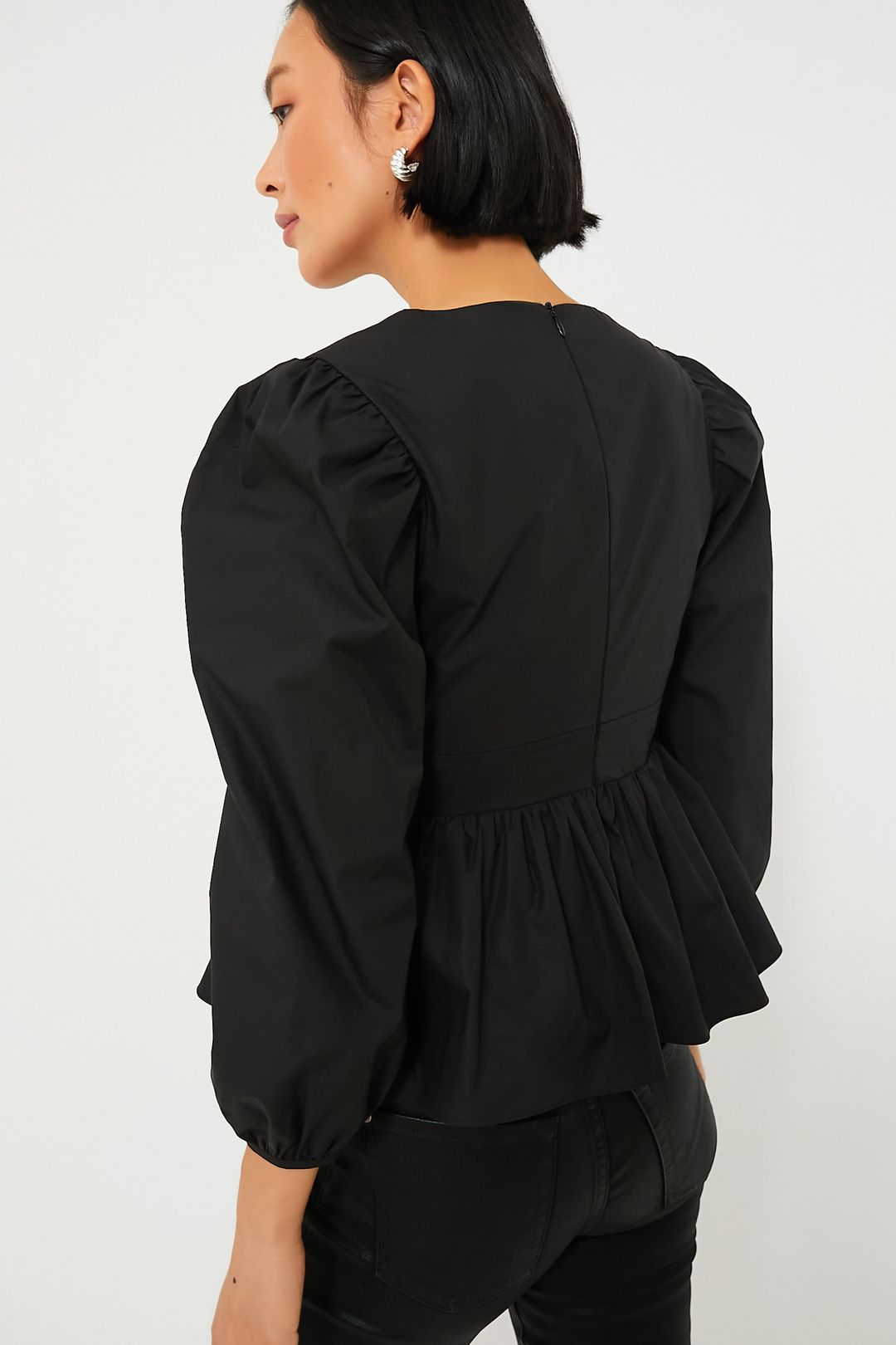 Black Puff Sleeve Elaina Blouse #4
