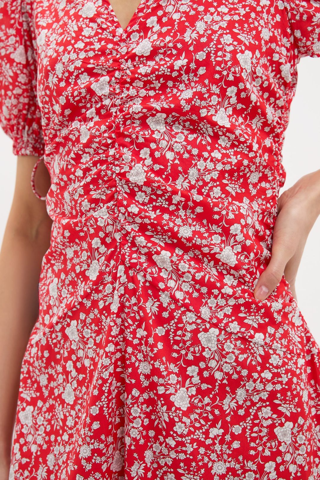 Red Lucille Liberty Print Short Sleeve Midi Dress #6