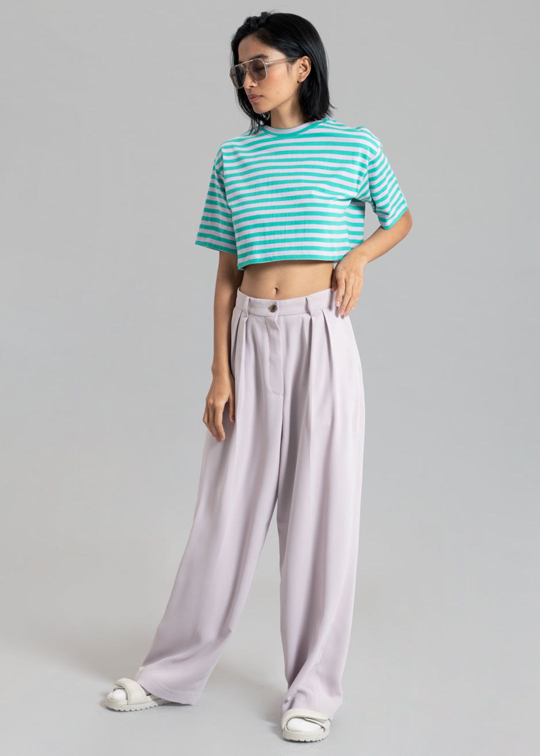 Karina Cropped T-Shirt - Sea Green/Lilac #6