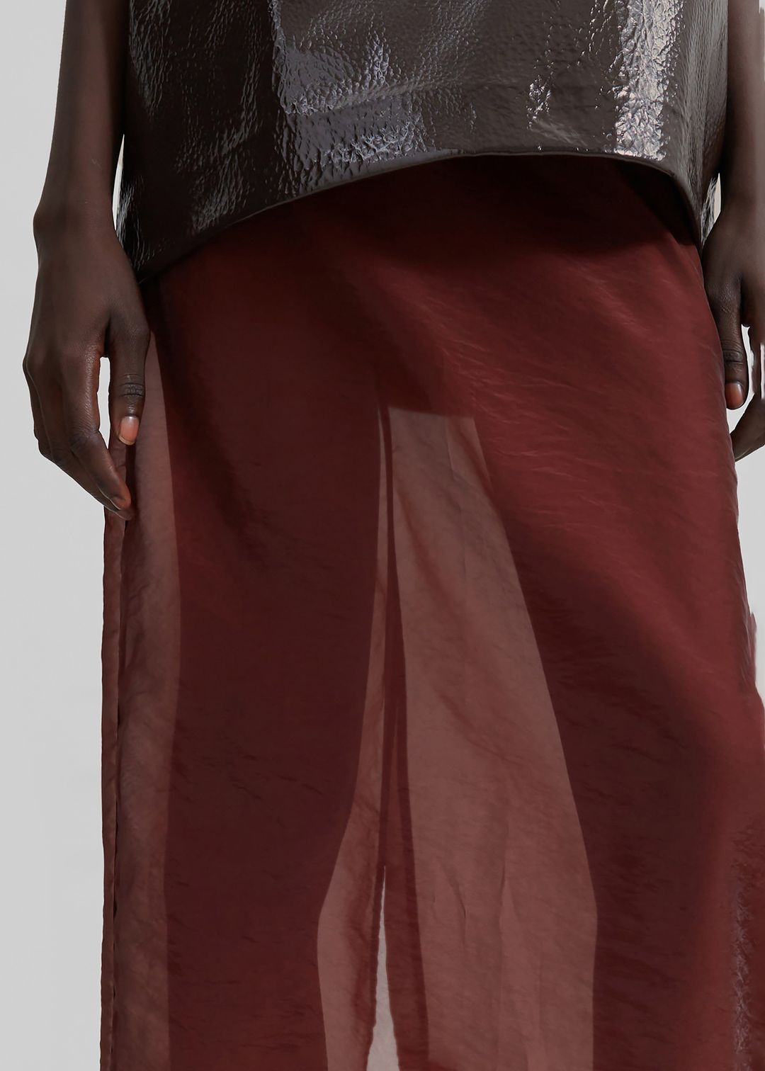 Calliope Semi Sheer Midi Skirt - Burgundy #5