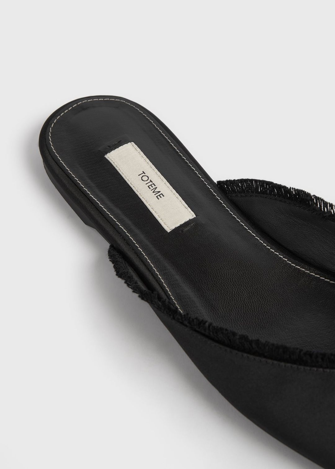 Frayed satin lounge slippers black #5