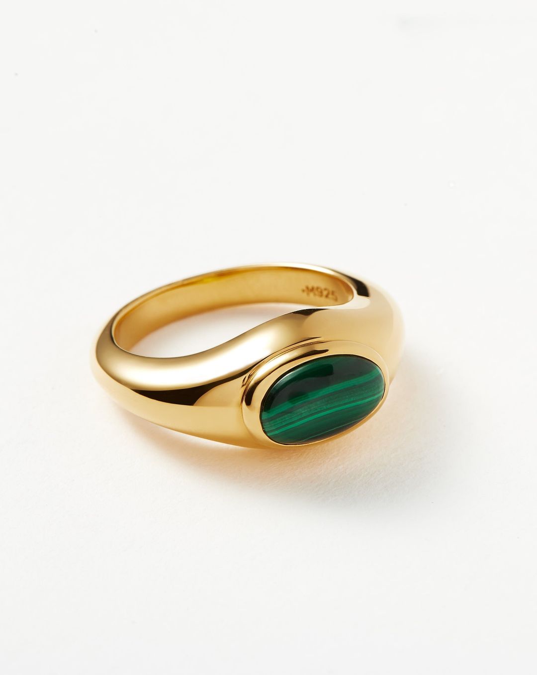 Molten Gemstone Ring | 18ct Gold Vermeil/Malachite #4