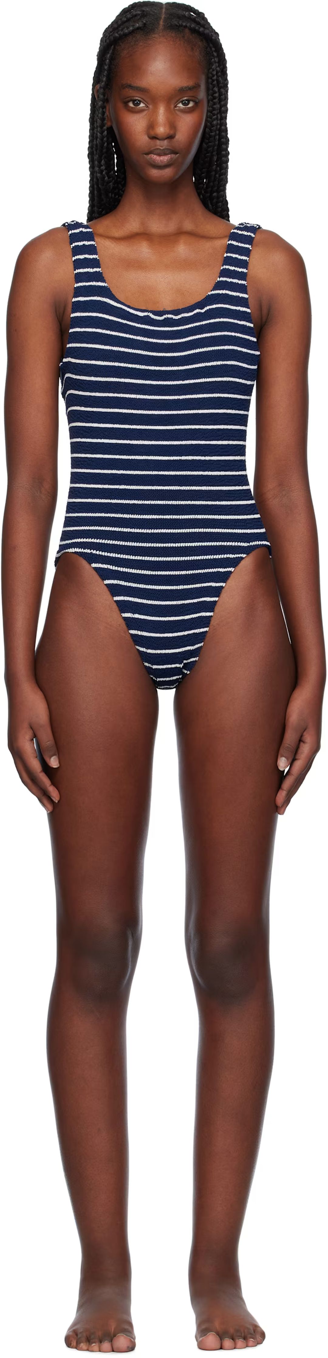 striped square-neck swimsuit #6