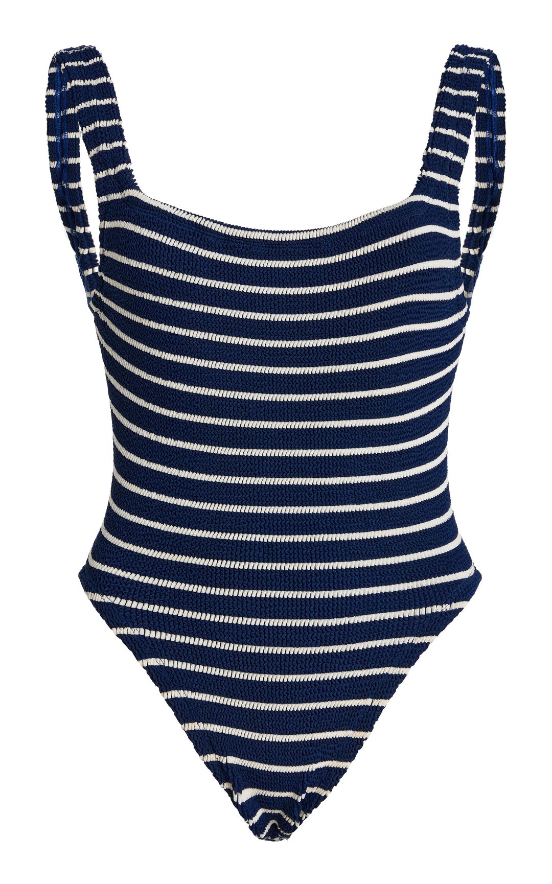striped square-neck swimsuit