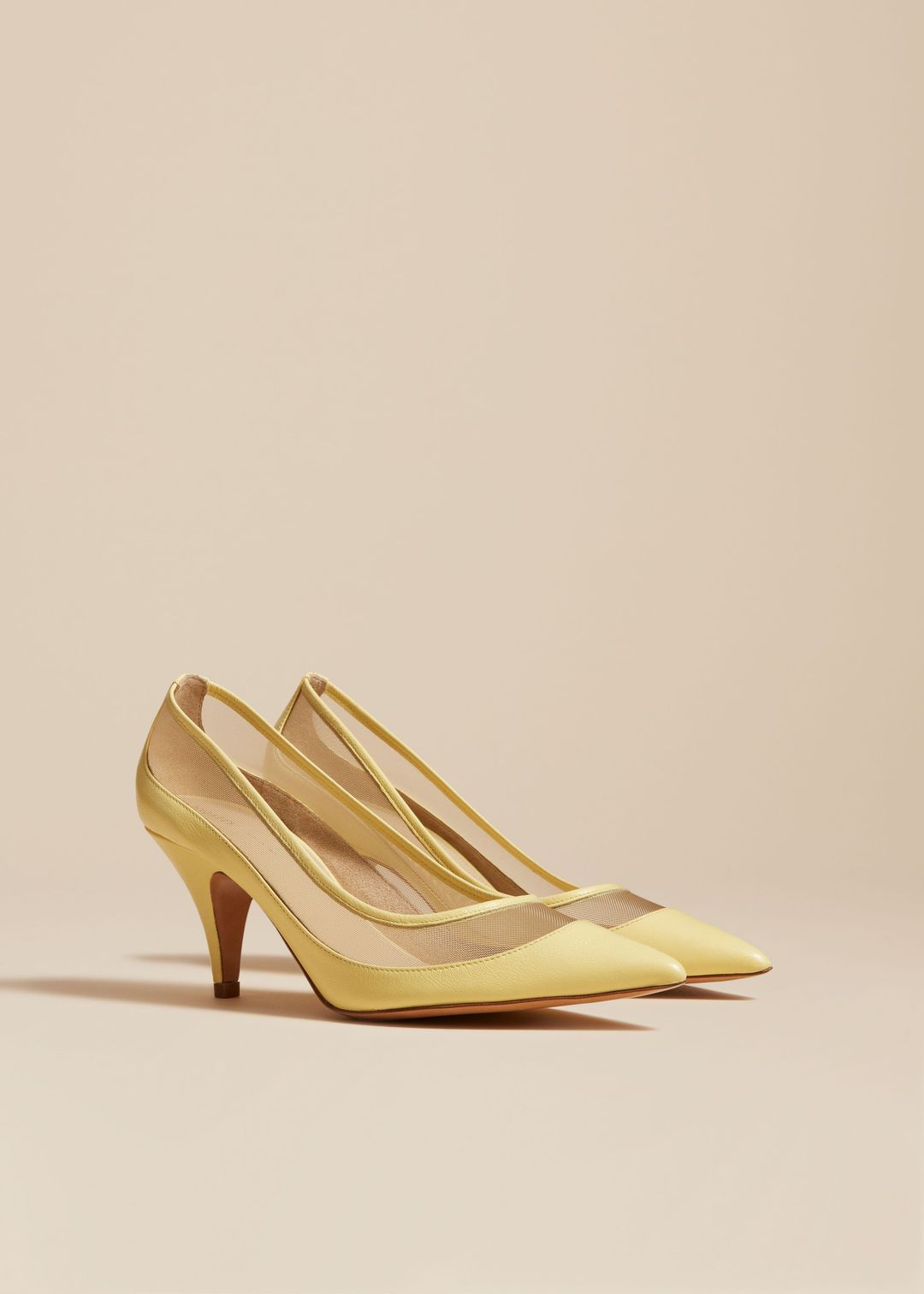 The River Mesh Pump in Pale Yellow Leather