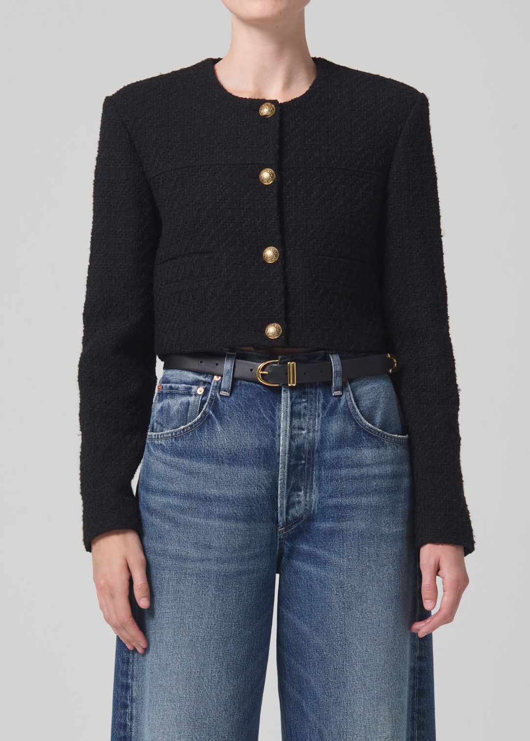 Pia Cropped Jacket in Black