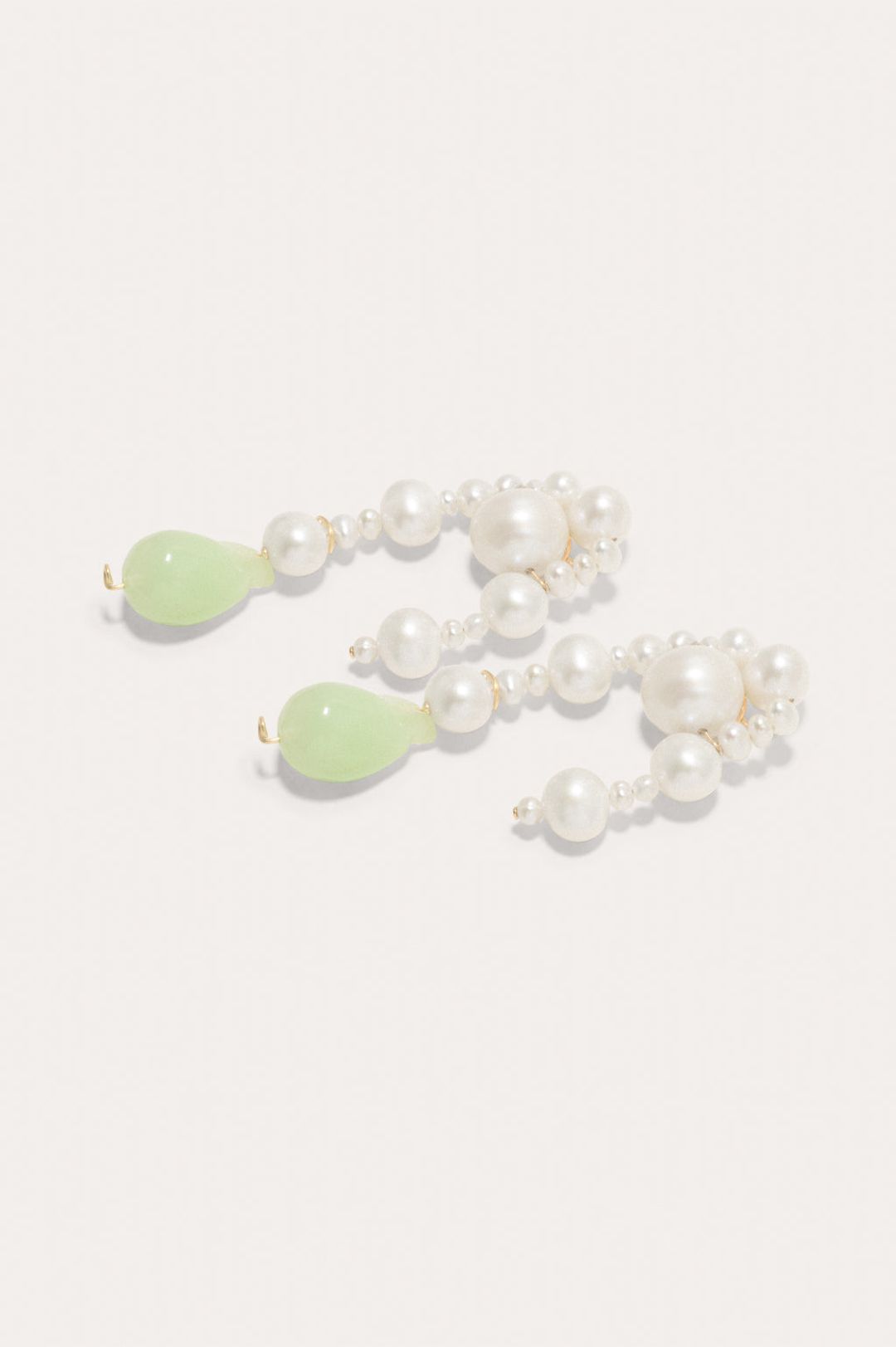 When Worlds Collide - Pearl and Jade Bio Resin Gold Vermeil Earrings #4