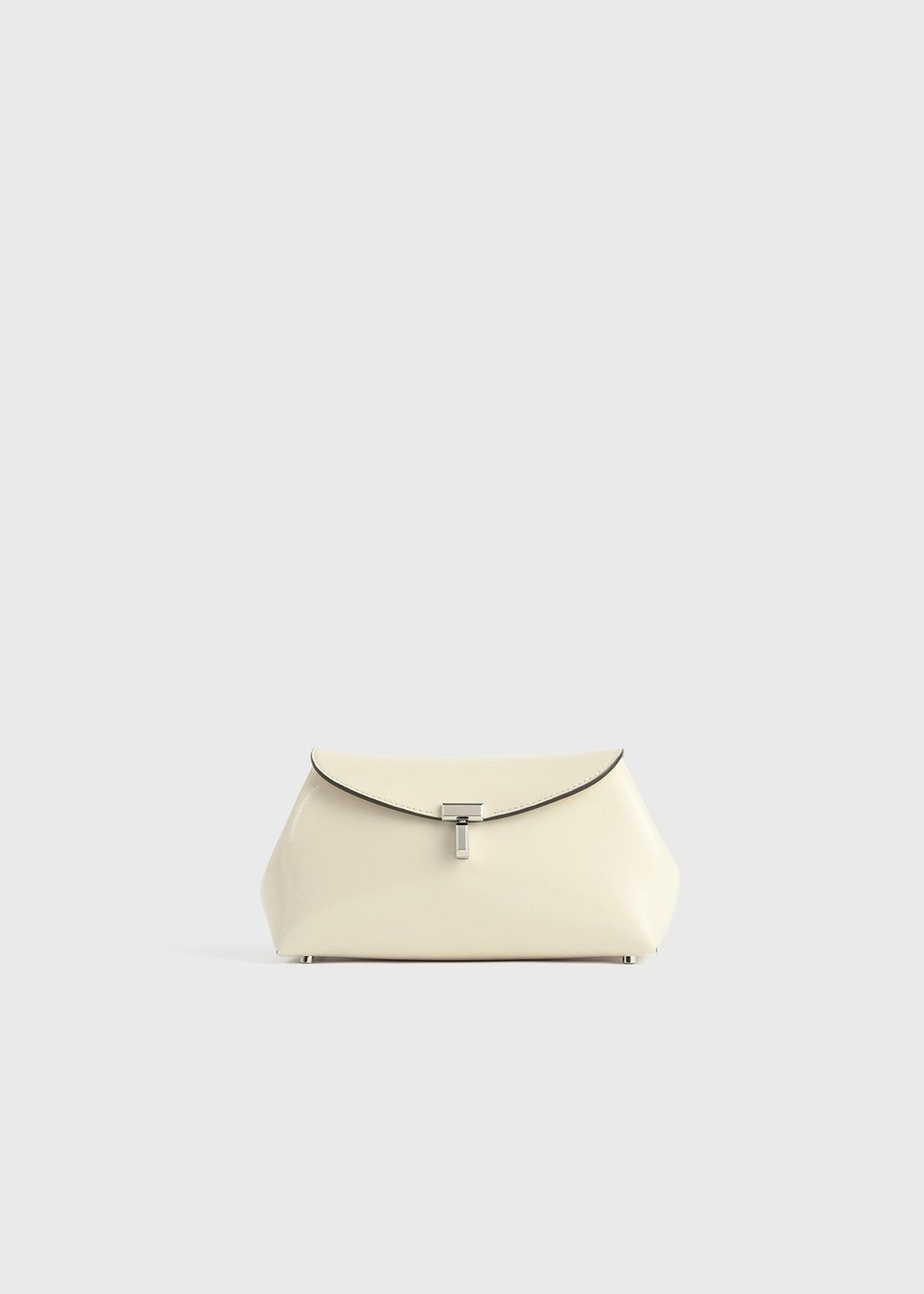 Mini T-lock naplack clutch milk