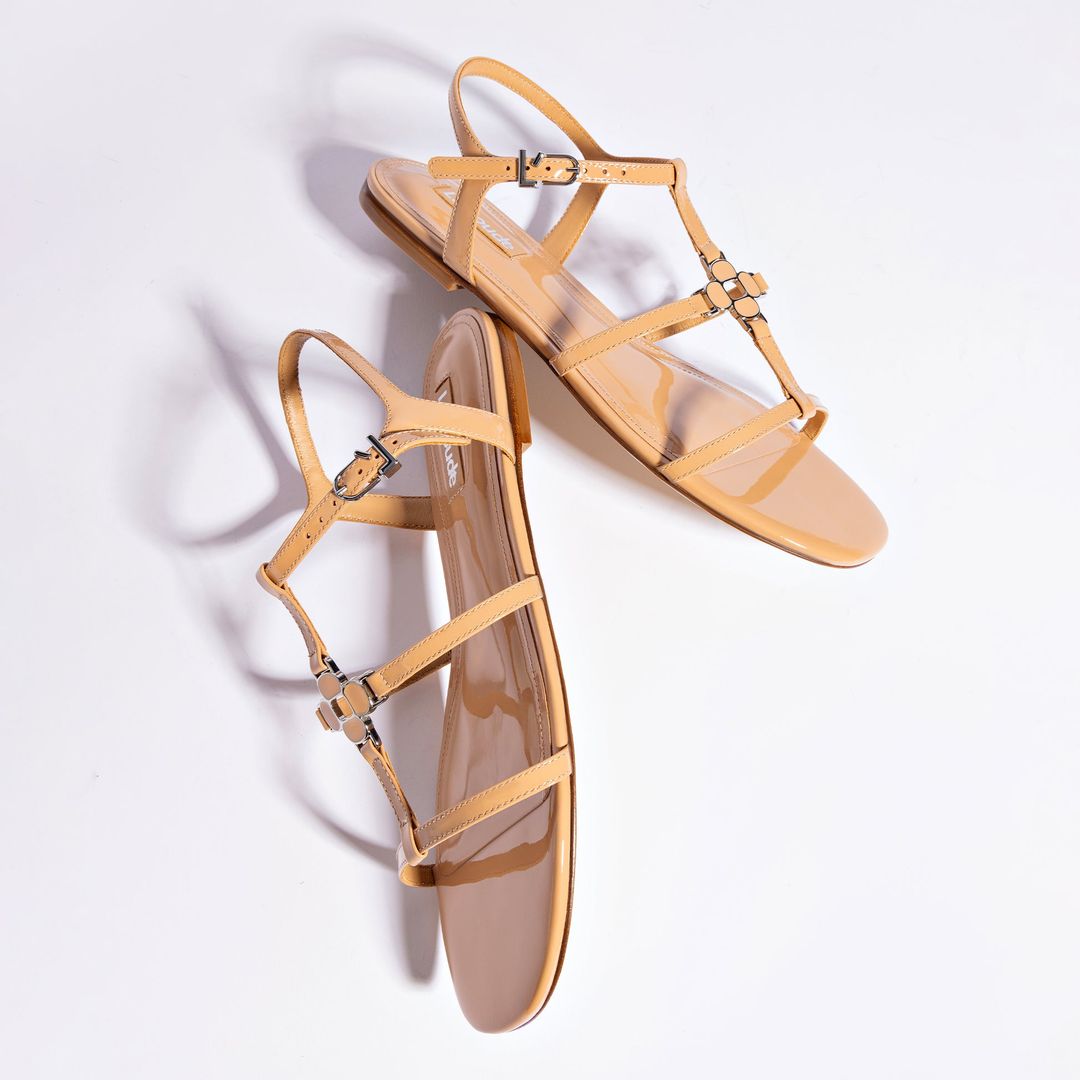 Hana Flat In Tan Patent Leather #6