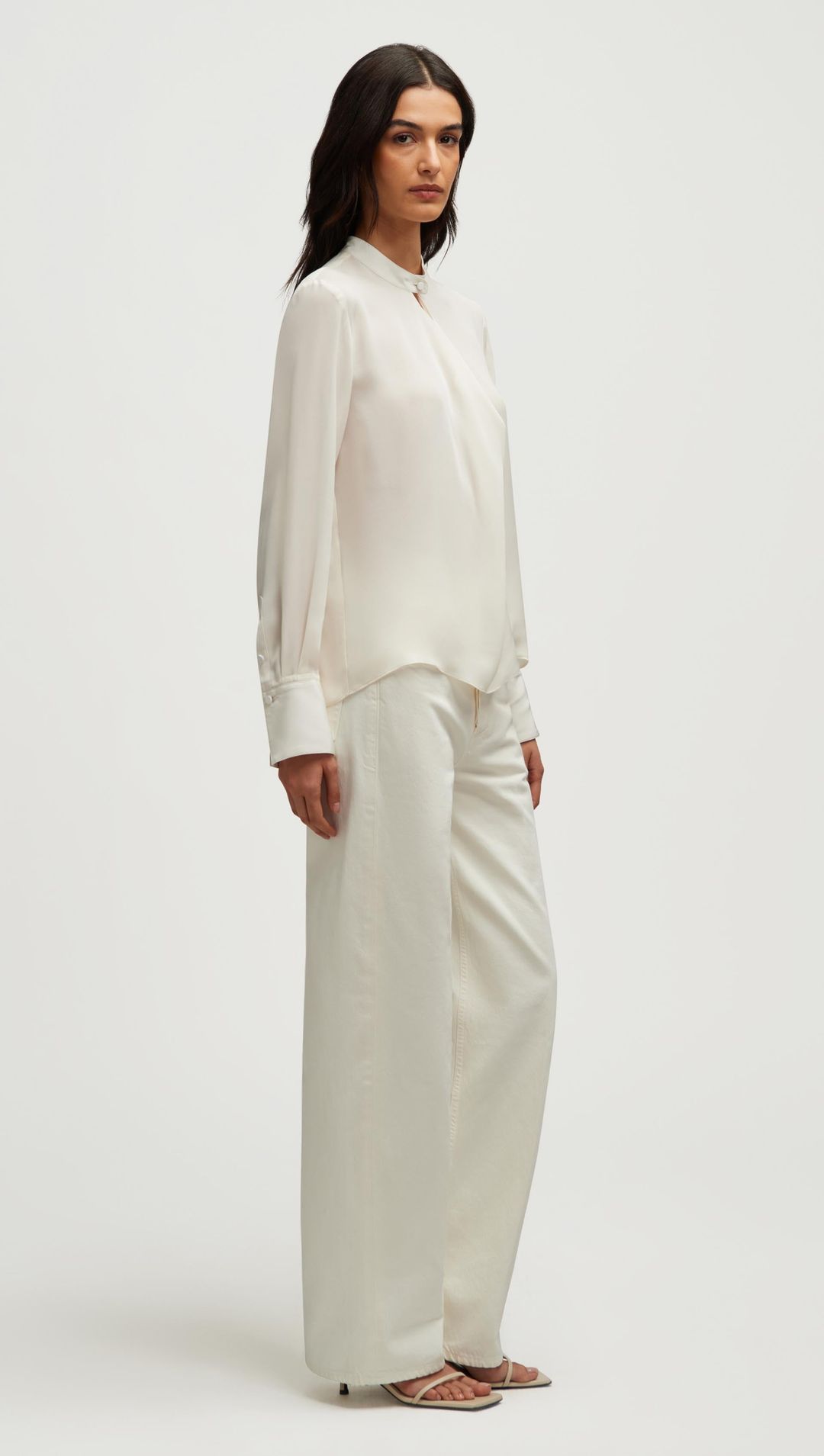 Cowl Neck Blouse in Double Georgette | Ivory #3