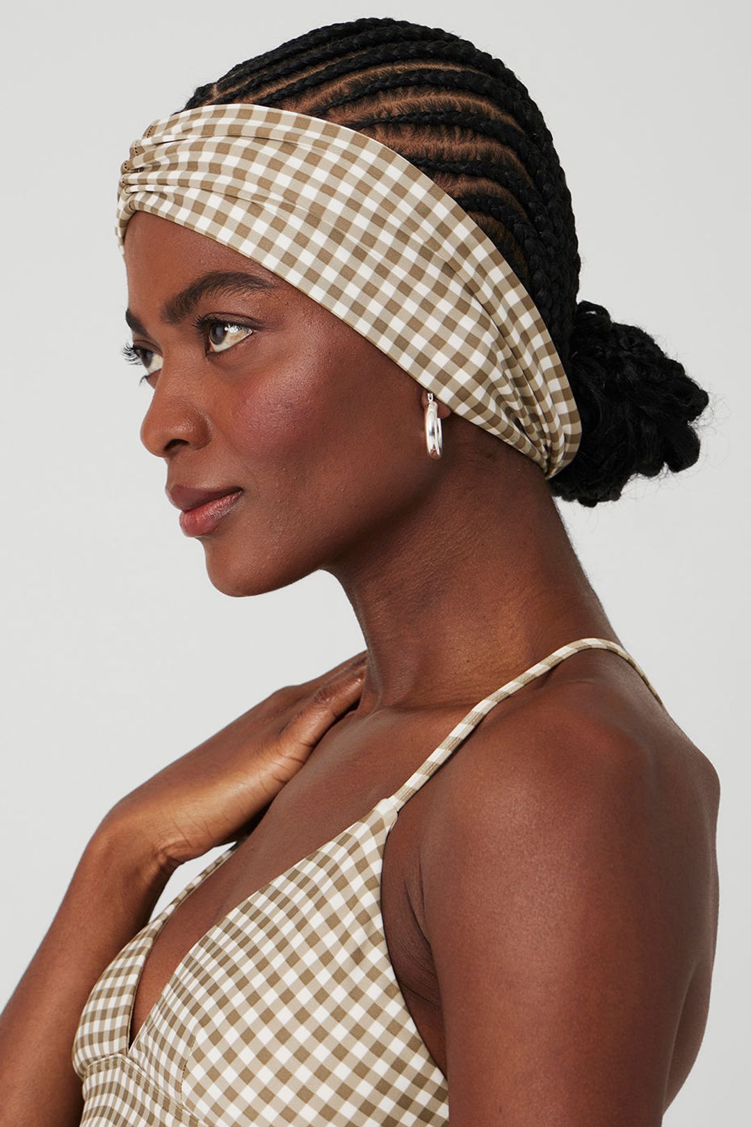 Airlift Gingham Headband - Macadamia #4