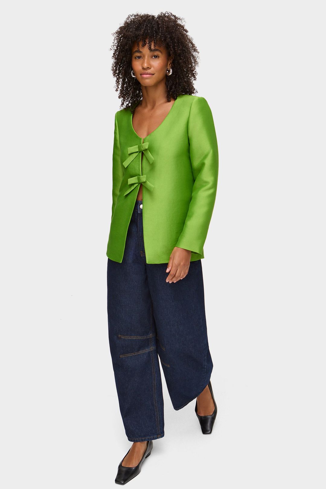 Beau Bow Satin Blazer #3