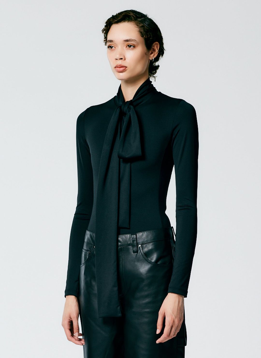 Tie Neck Stretch Bodysuit #3