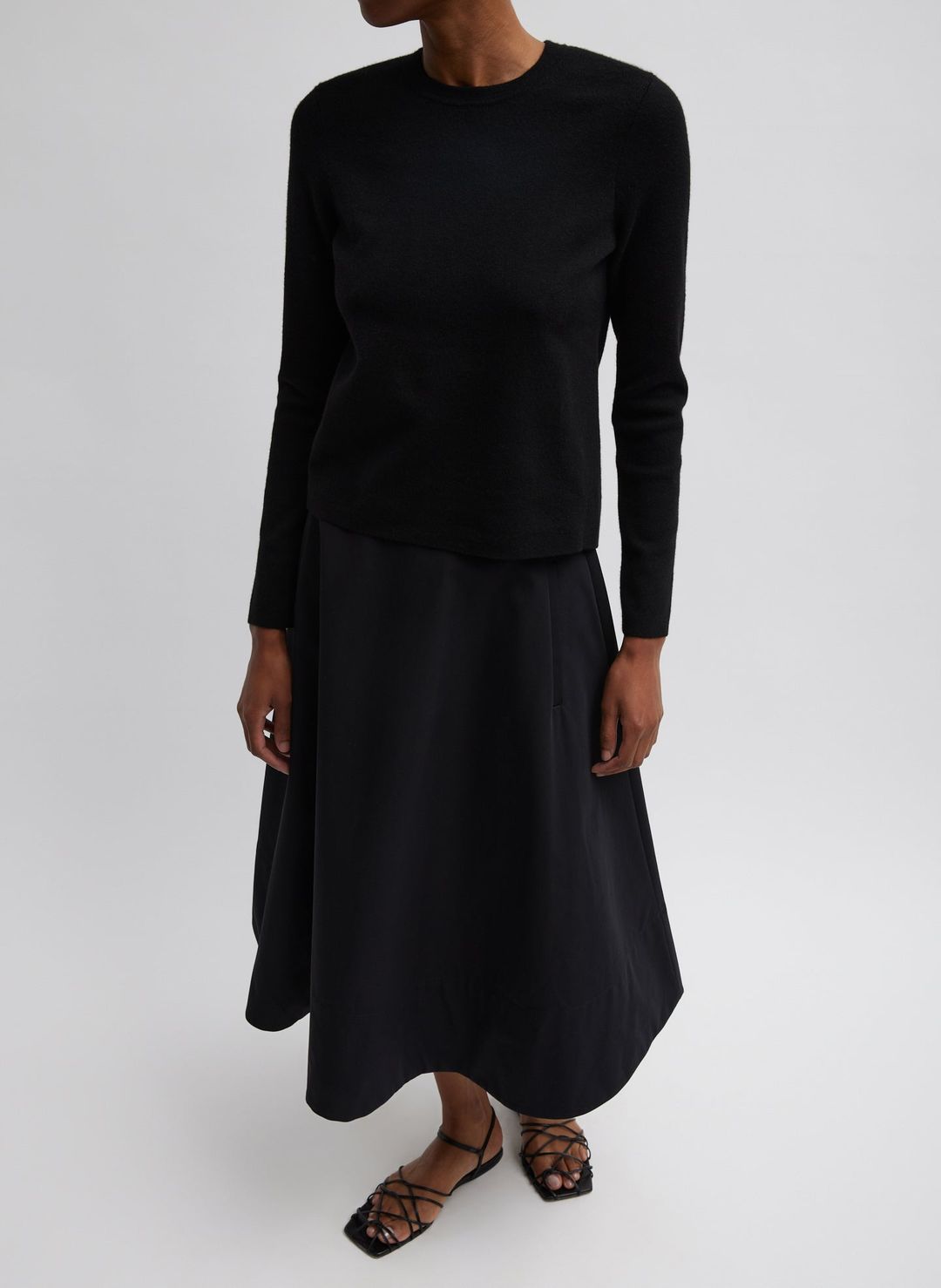 Compact Stretch Cashmere Long Sleeve Open Back Sweater #6