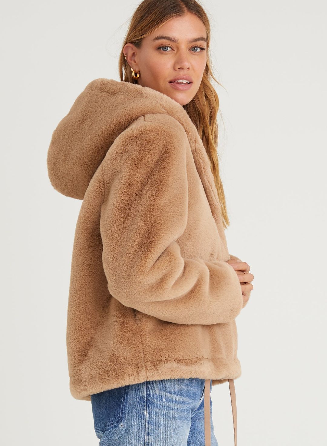 Hooded Jacket - Honey Faux Fur #4