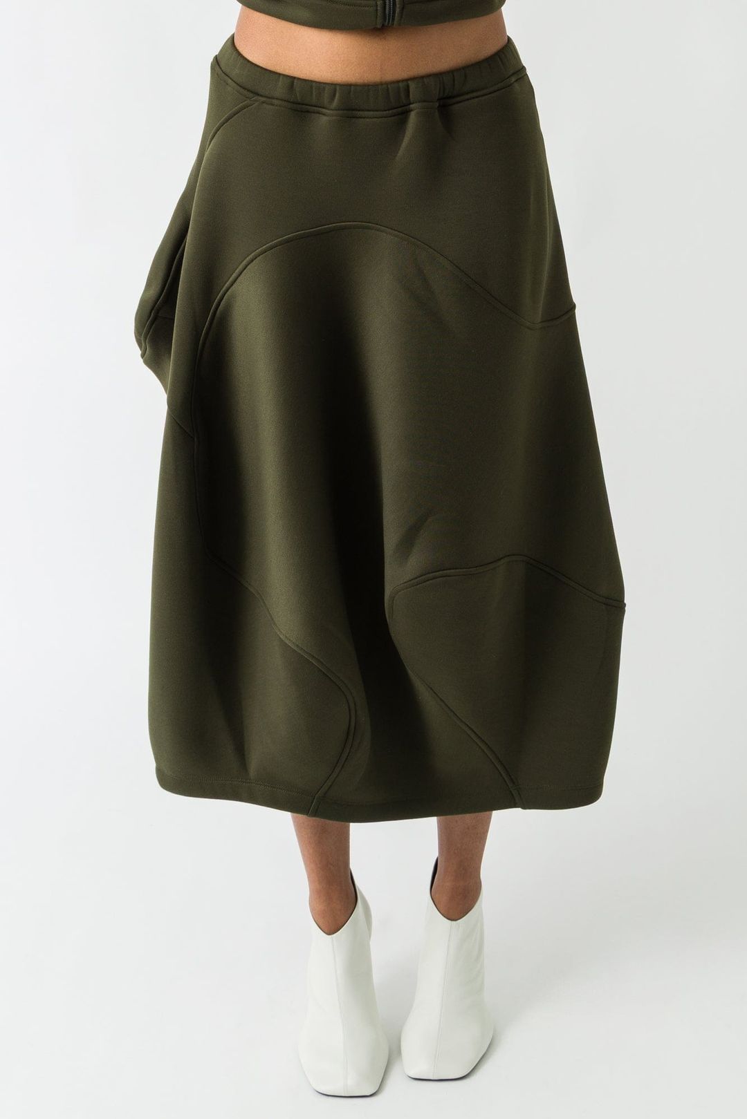 Wavy Seam Skirt in Moss