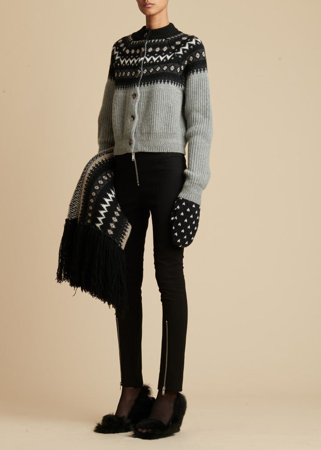 The Leroi Fairisle Scarf in Neutral Multi