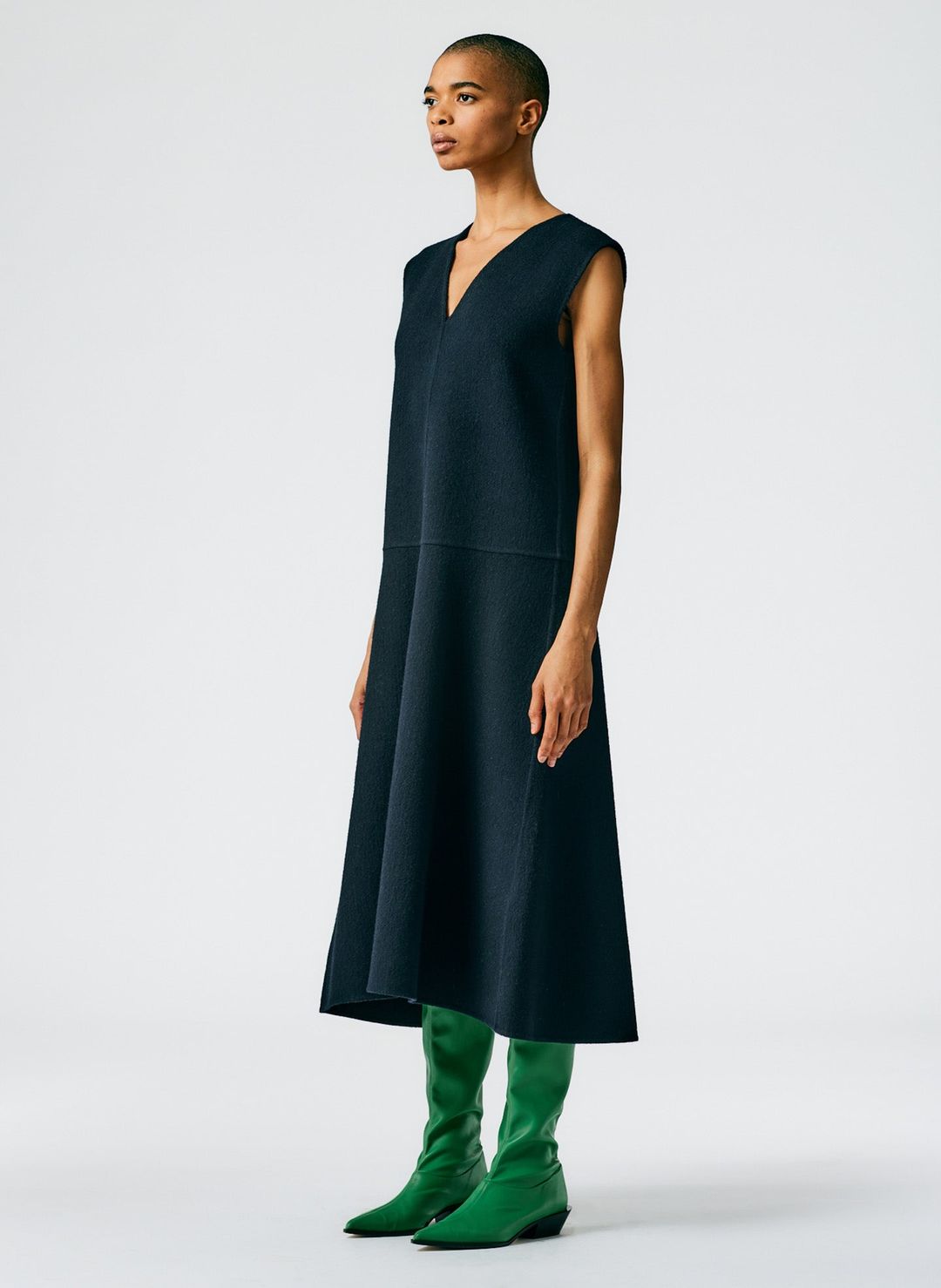 Luxe Double Faced Wool Angora V-Neck Dress #7