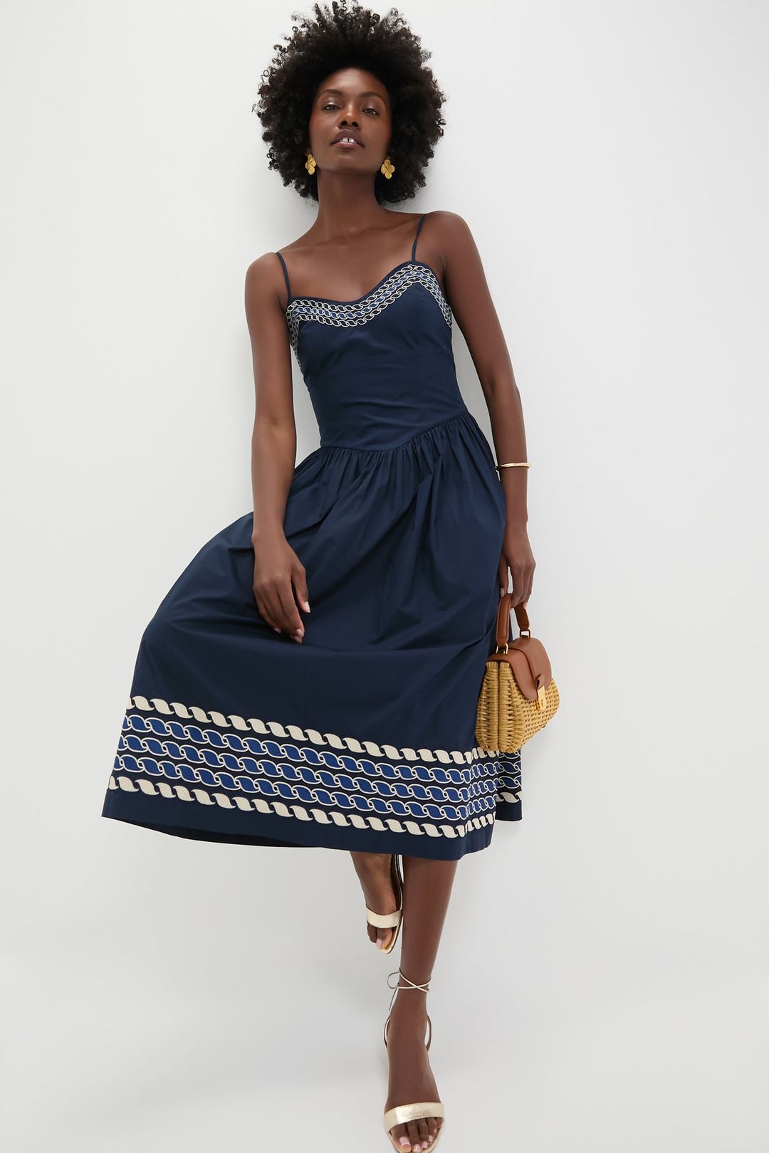 Navy High Tide Embroidered Stripe Gabriella Dress #2