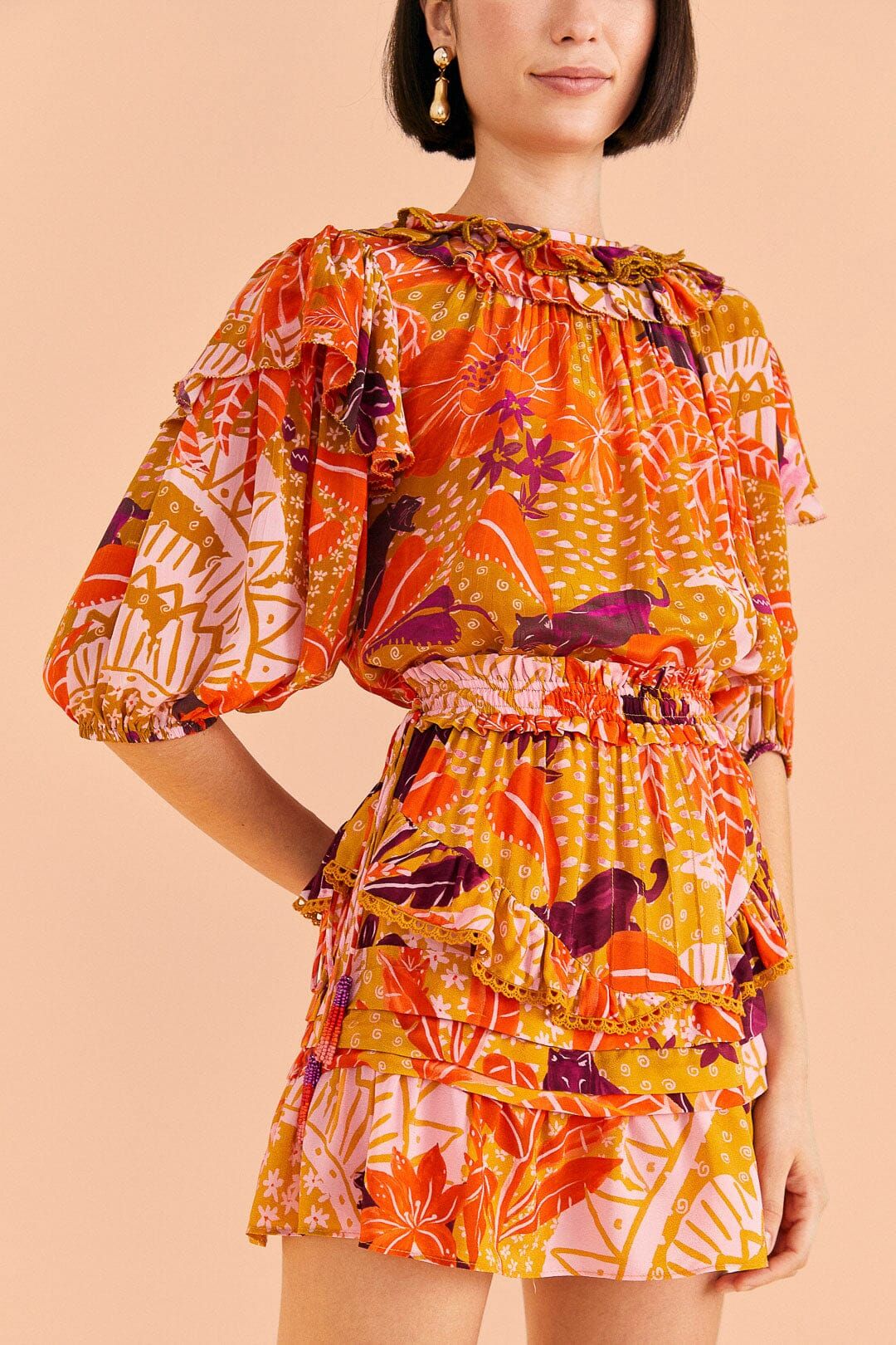 Beige Jungle Panther Mini Skirt #3