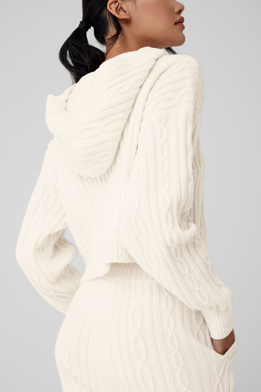 Cable Knit Winter Bliss Hoodie - Ivory #6