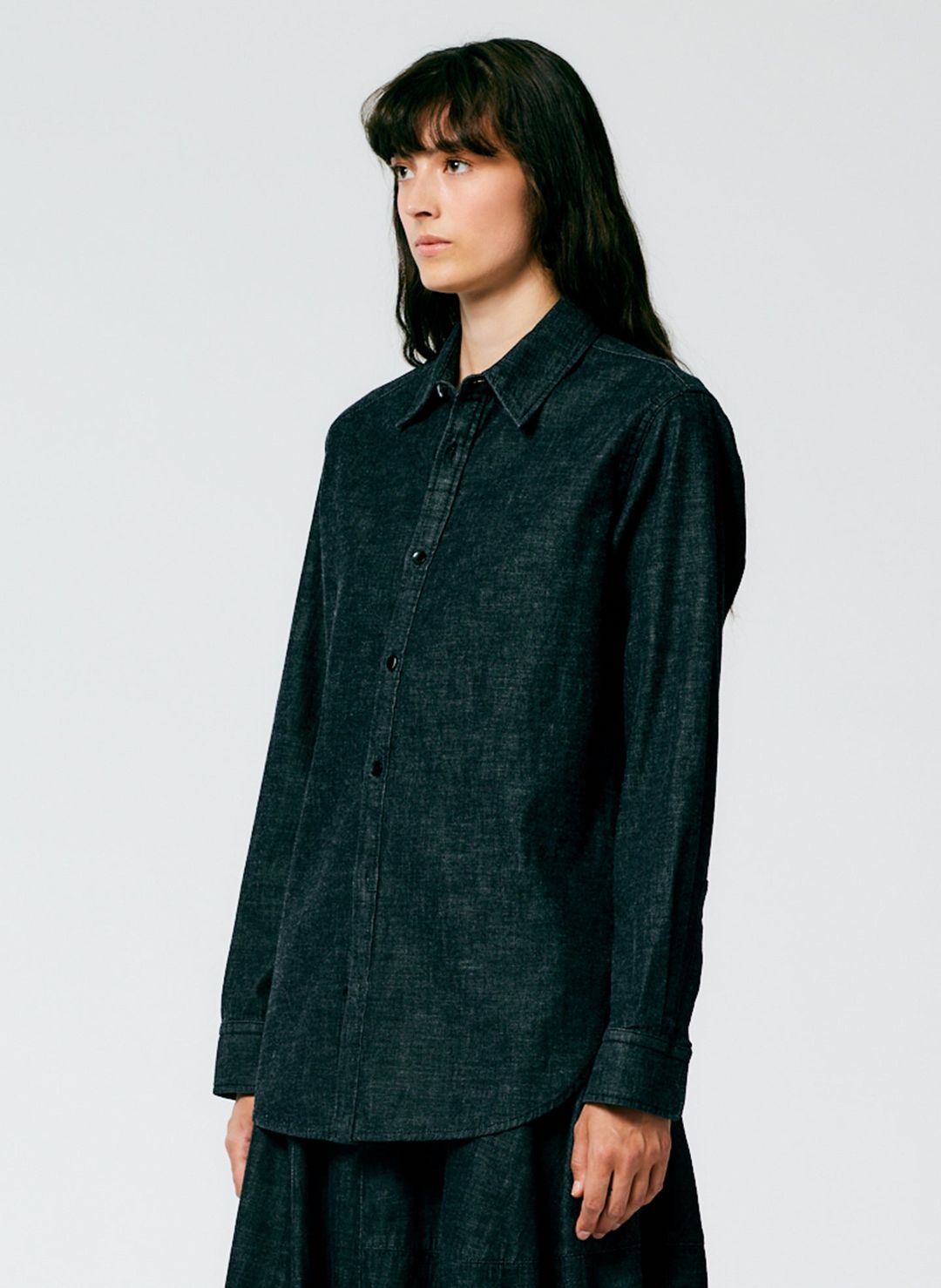 Light Weight Stone Washed Black Denim Charlie Slim Shirt #7
