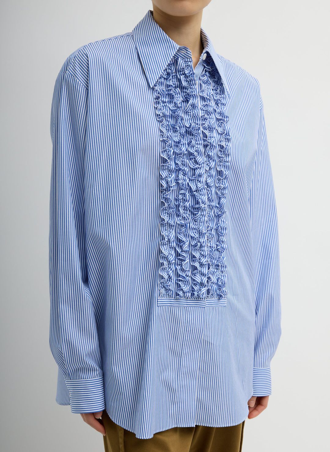 Striped Shirting Easy Tuxedo Shirt