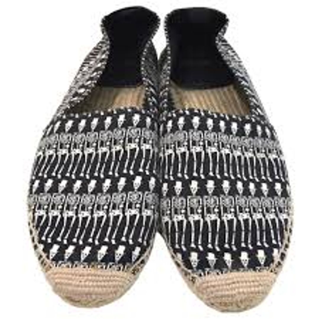 Skeleton Leather and Canvas Espadrilles