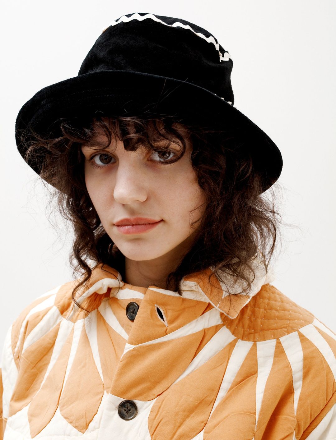 Suede Rickrack Hat - Black/White #2