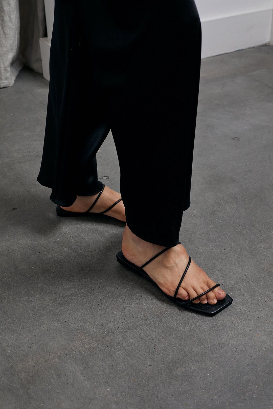 Jackie Croc Flats in Black #2